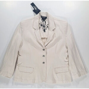 Isabel De Pedro Womens Blazer Ivory White Three Button Jacket New Size 16